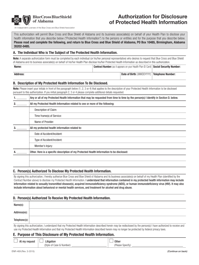 2015 2023 AL BCBS Form ENR 469 Fill Online Printable Fillable Blank 