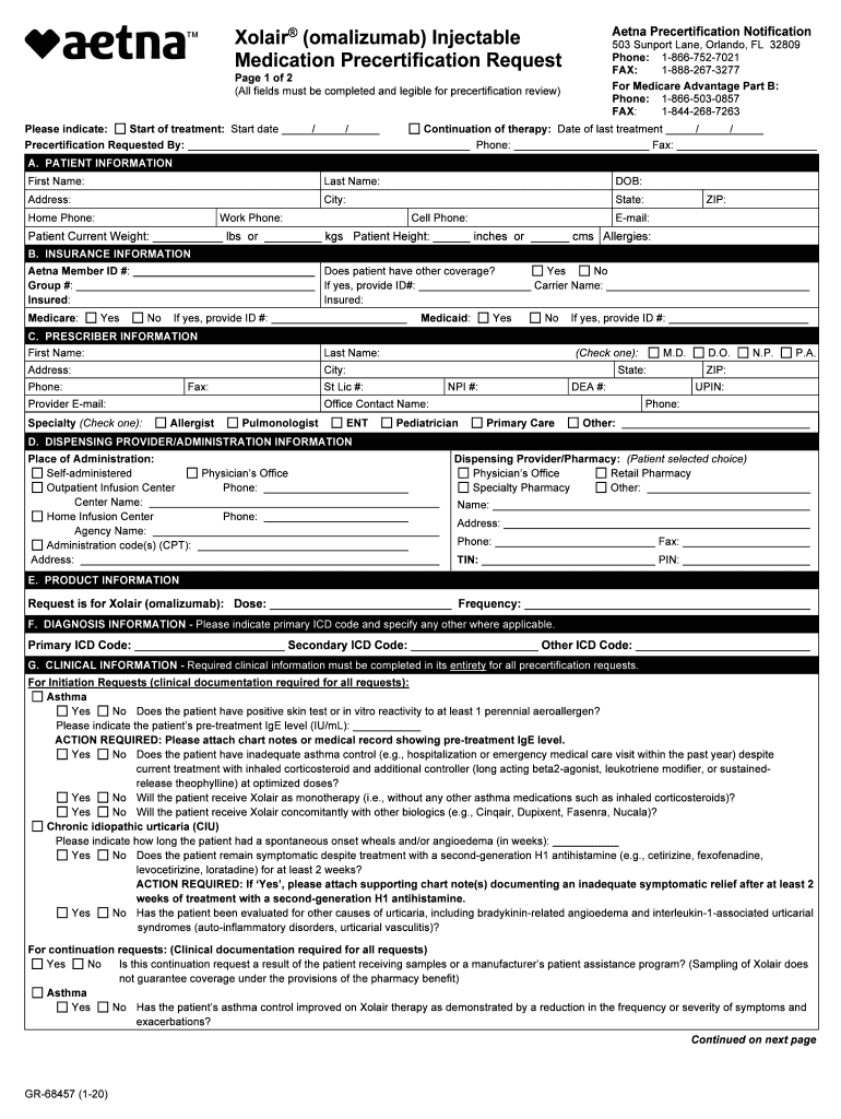 2020 2022 Form Aetna GR 68457 Fill Online Printable Fillable Blank 