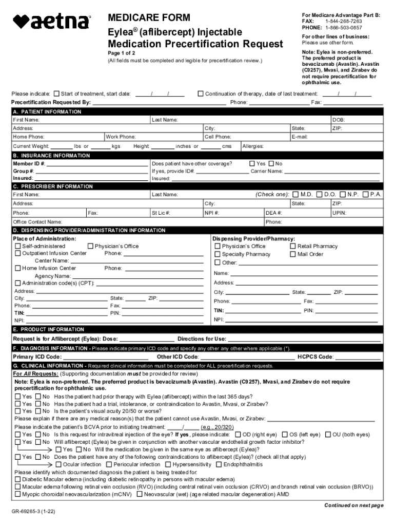 2022 Form Aetna GR 69265 Fill Online Printable Fillable Blank 