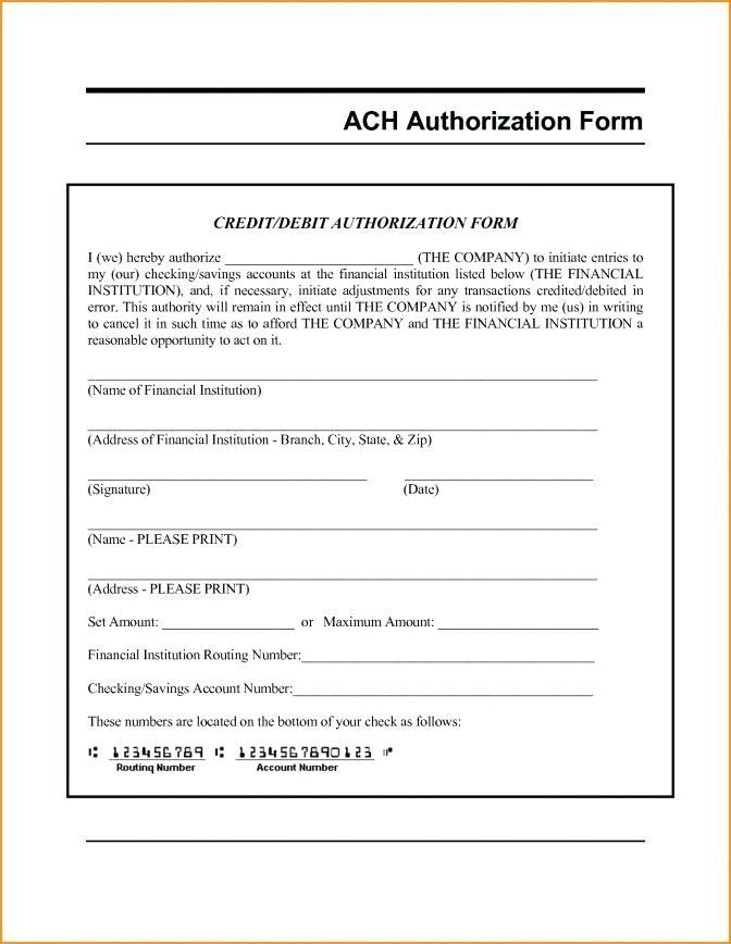 ACH Form Template Contract Template Templates Form