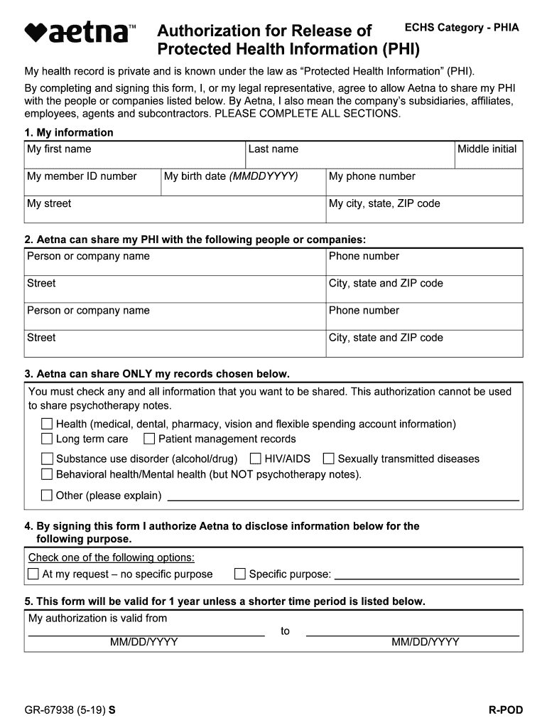 Aetna Authorization Health Form Fill Out And Sign Printable PDF