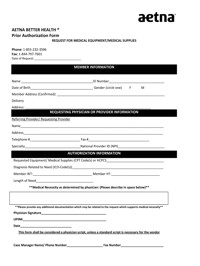 Aetna Medicare Prior Authorization Form Fill Online Printable