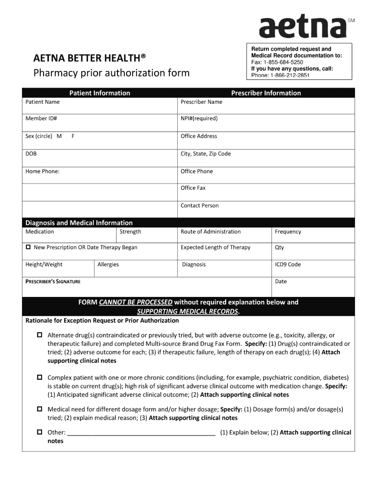 Aetna Prior Authorization Form Pdf Fill Out And Sign Printable PDF 