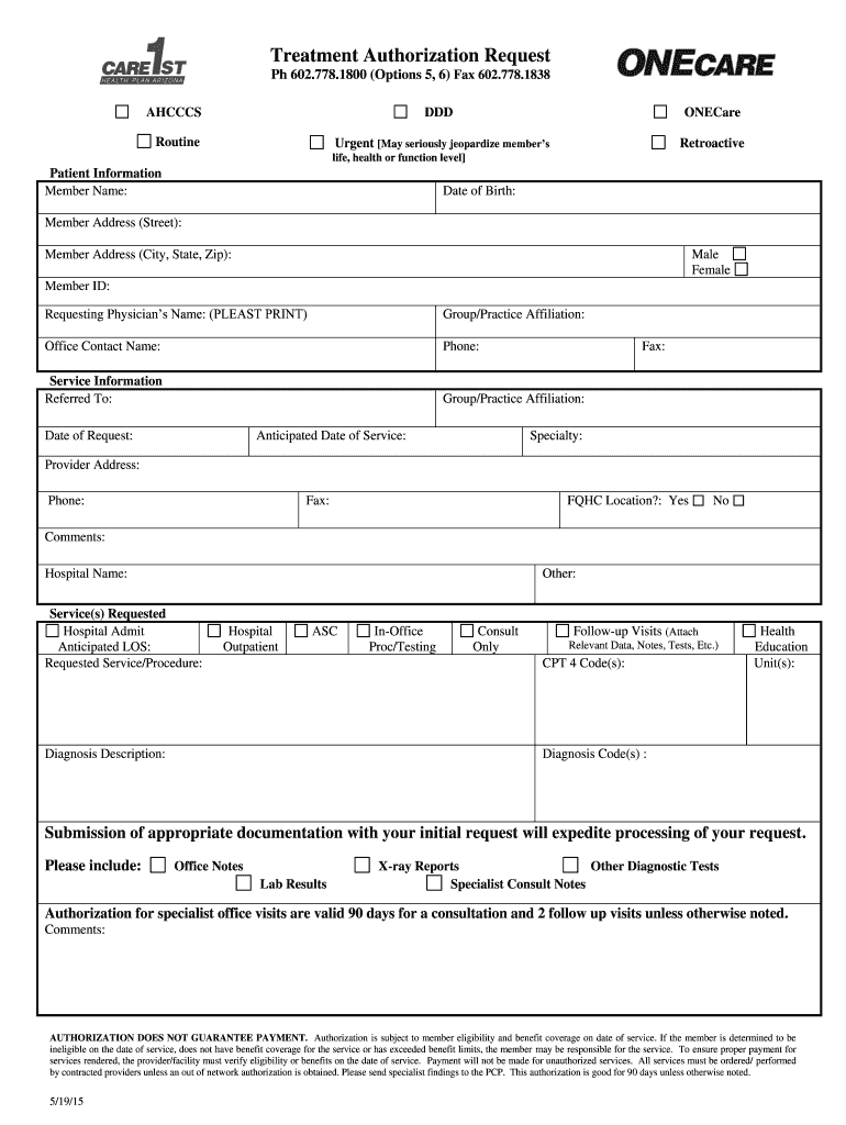 Ahcccs Carefirst Prior Authorization Form