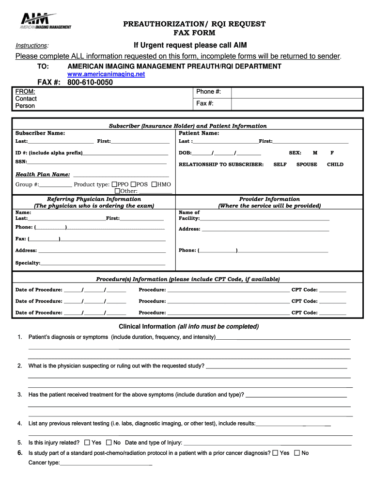 Aim Prior Authorization Form Fill Out Sign Online DocHub