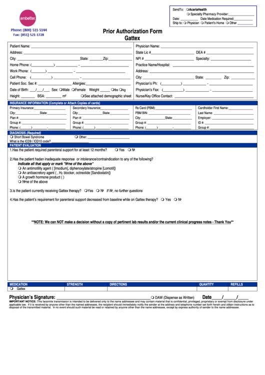 Ambetter Prior Authorization Form Gattex Printable Pdf Download