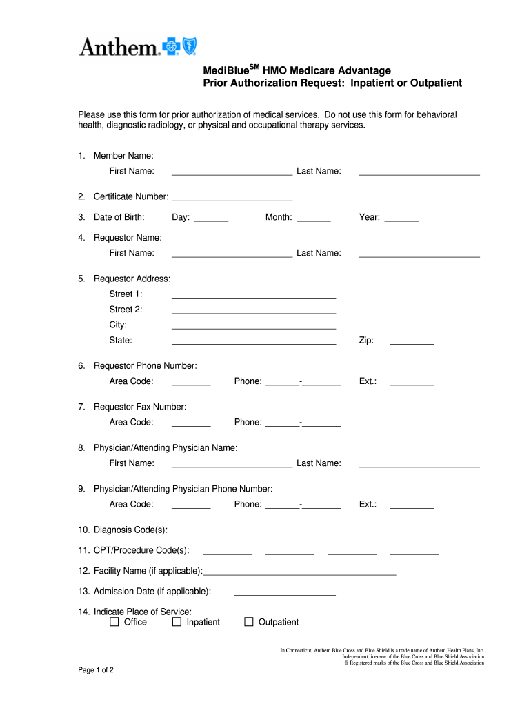 Anthem Healthkeepers Prior Authorization Form Fill Out Sign Online 