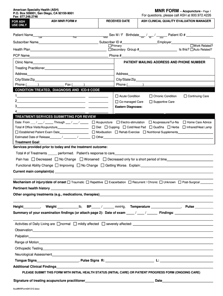 Ash Mnr Form Fill Online Printable Fillable Blank PdfFiller