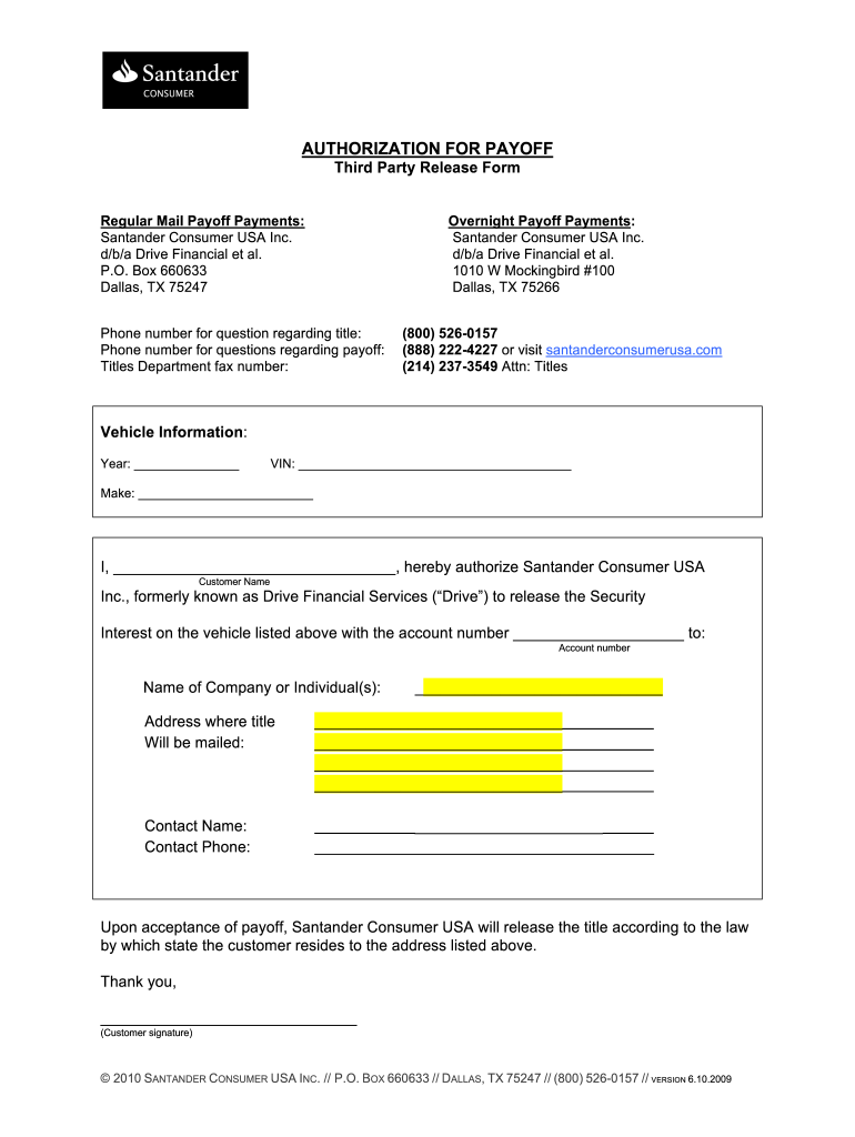 Authorization For Payoff Fill Out Sign Online DocHub