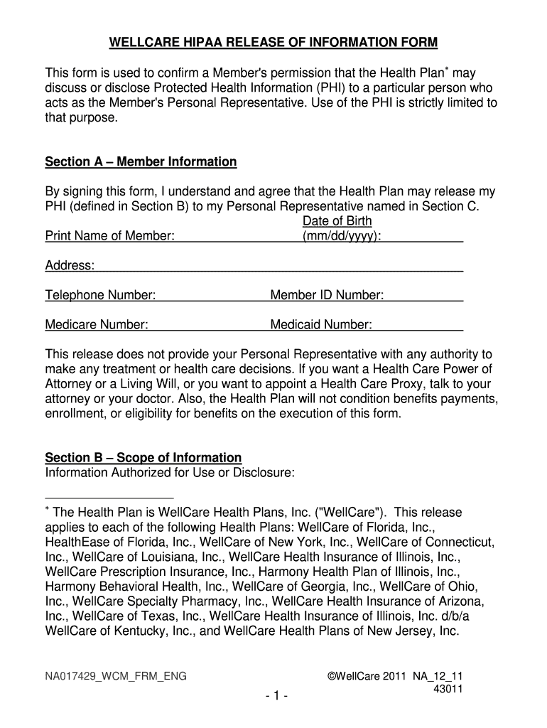 Authorization For Release Of Health Information Pursuant To Hipaa Form