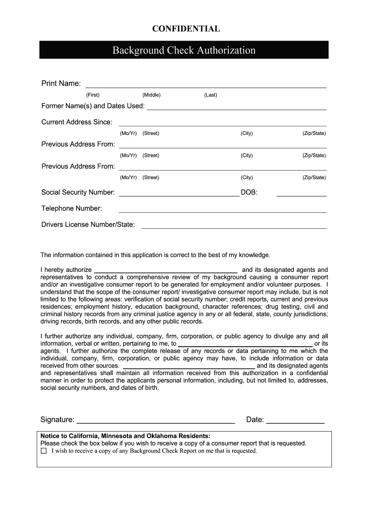 Background Authorization Fill Out Sign Online DocHub