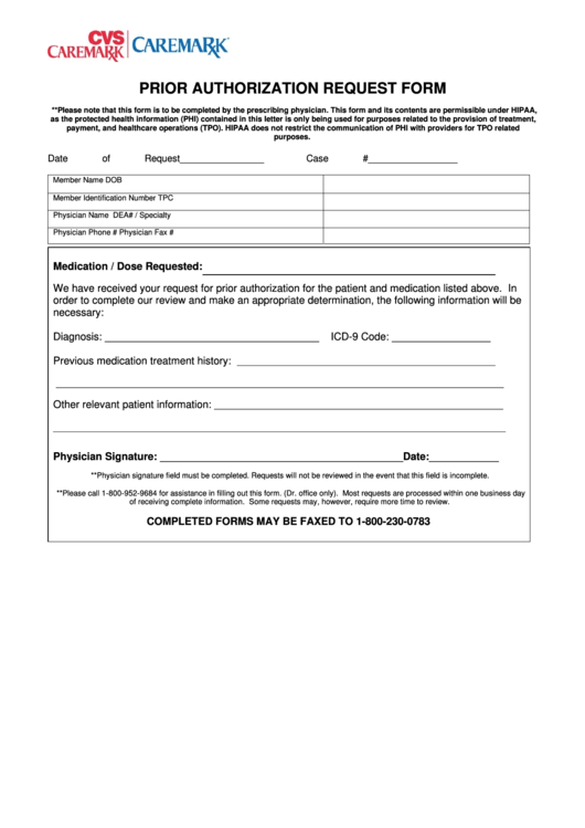 Caremark Prior Authorization Form Printable Pdf Download