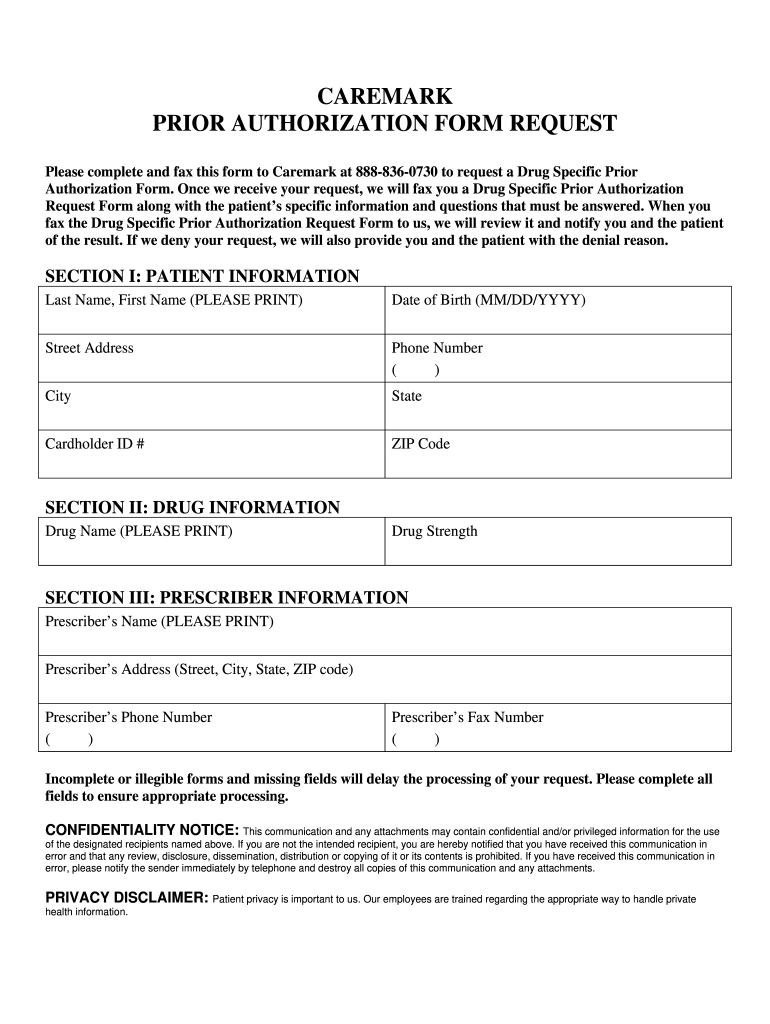 Caremark Prior Authorization Request Form Fill And Sign Printable 