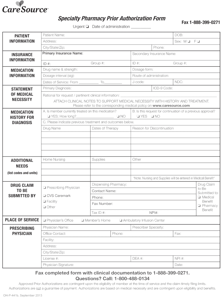 CareSource OH P 441a 2012 2022 Fill And Sign Printable Template