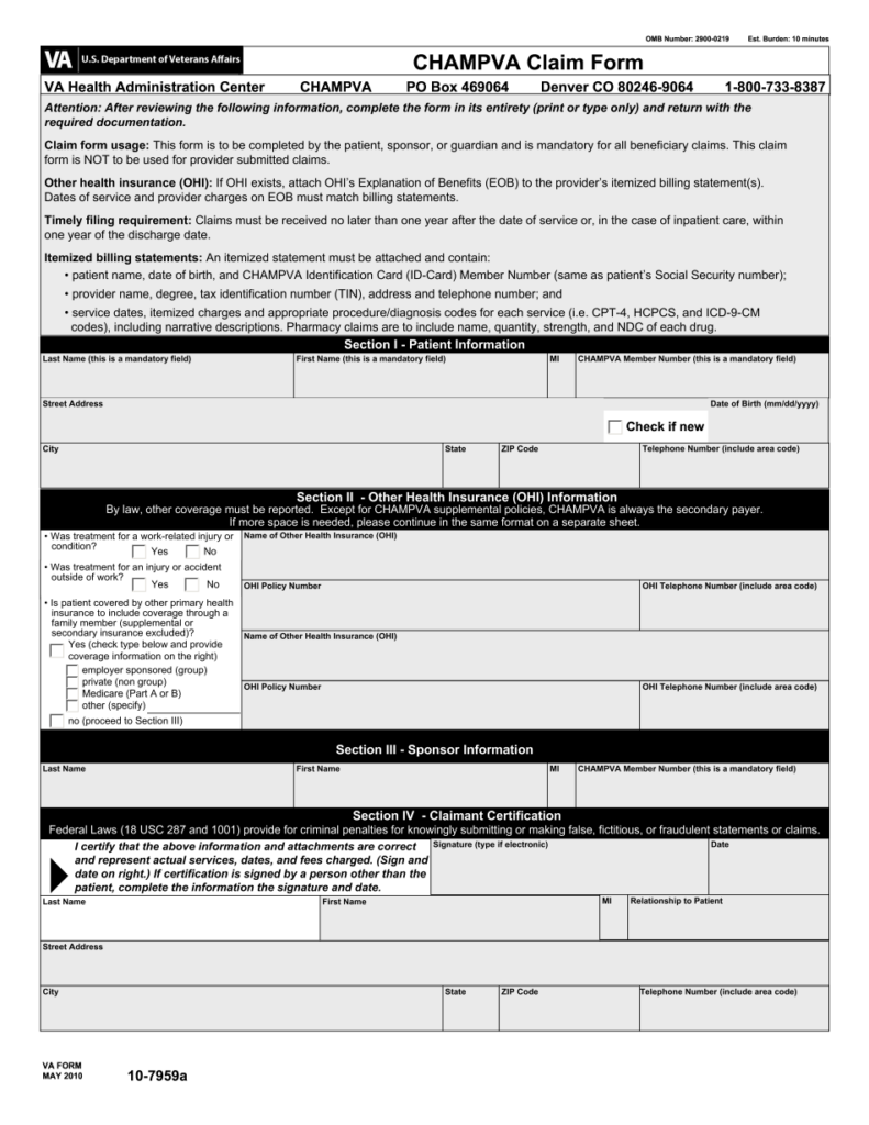 Champva Id Card Fill Online Printable Fillable Blank Form va 10 