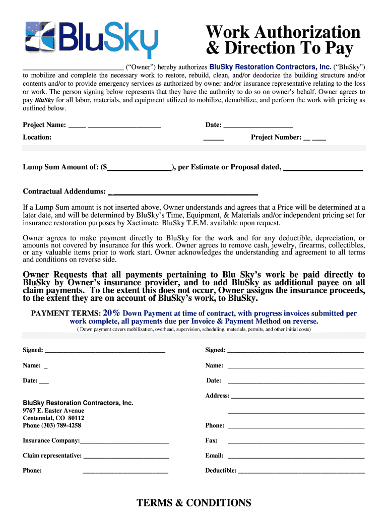 Contractor Work Authorization Form Fill Out And Sign Printable PDF 