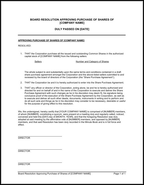 Corporate Resolution Template Signing Authority Template 1 Resume 