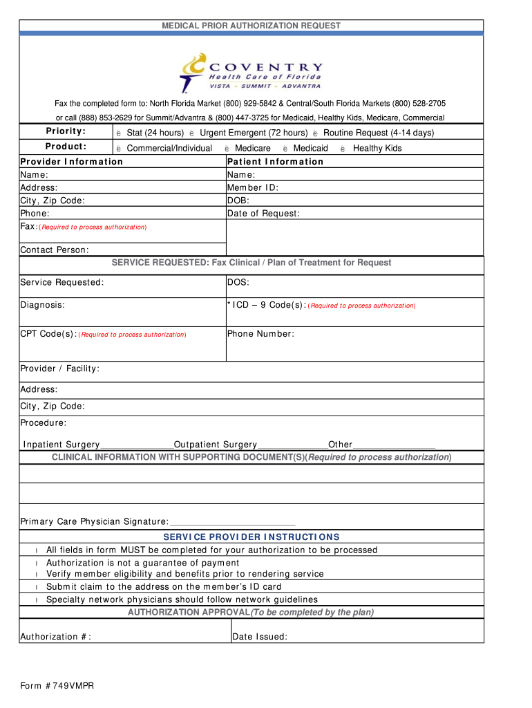 Coventry Prior Authorization Form Fill Out Sign Online DocHub