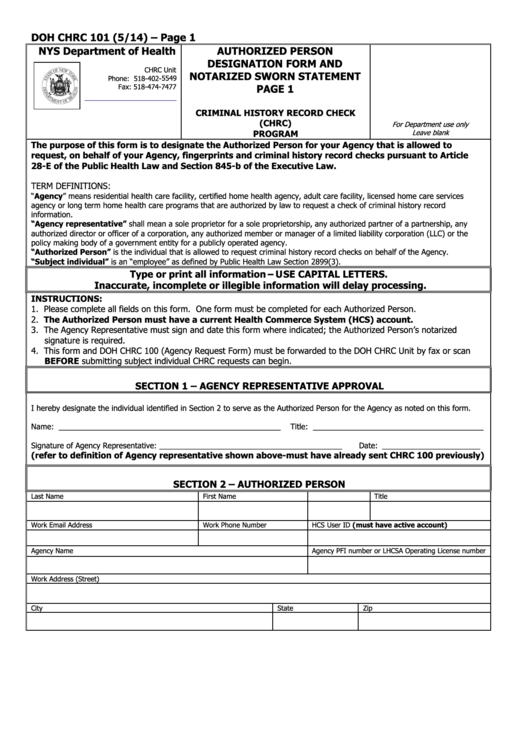 Criminal History Record Check Printable Pdf Download