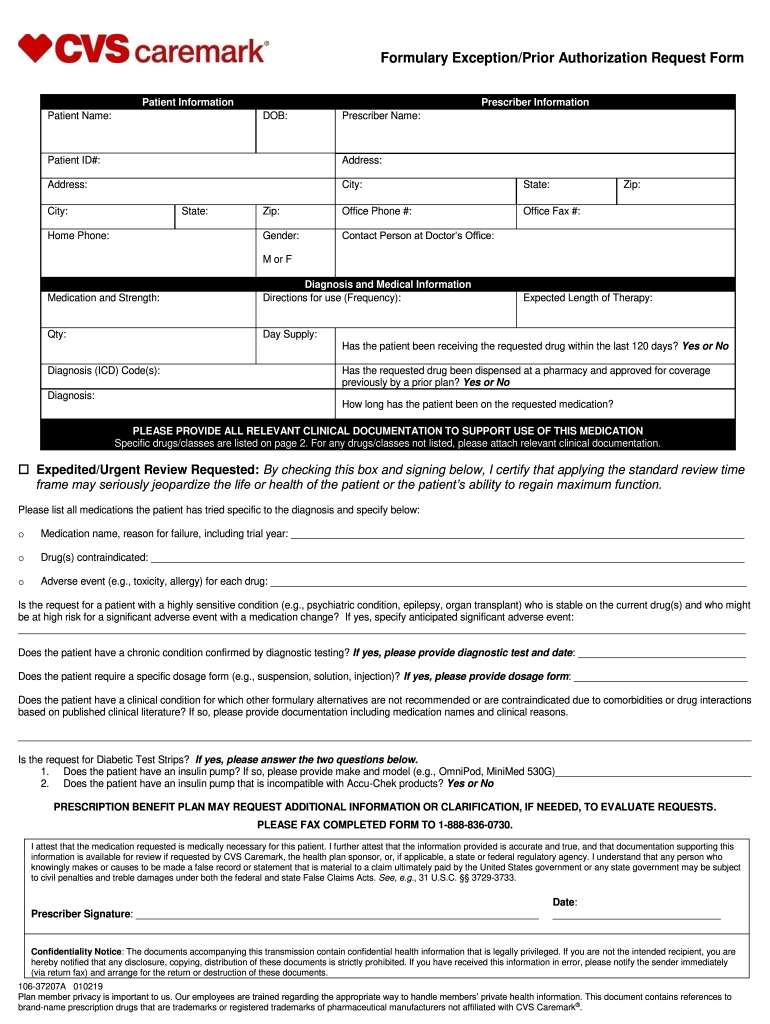 CVS Caremark 106 37207A 2019 2021 Fill And Sign Printable Template 