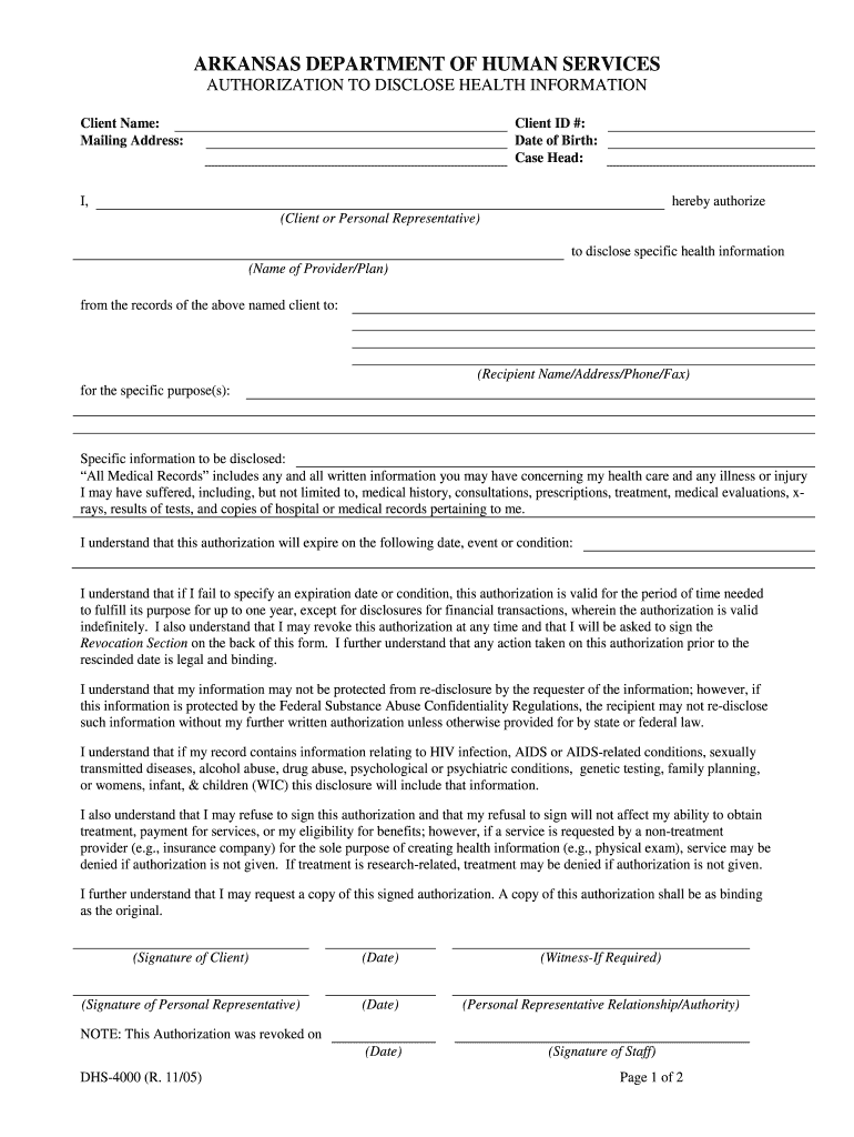 Dhs Authorization Form Fill Out And Sign Printable PDF Template SignNow