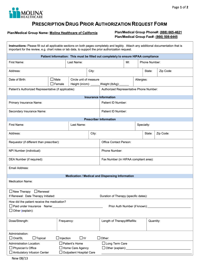 Drug Authorization Form Fill Out And Sign Printable PDF Template 