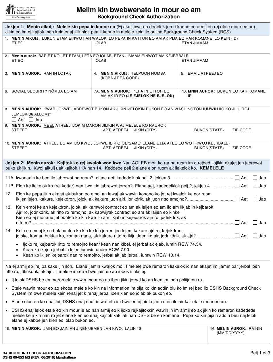 DSHS Form 09 653 Download Printable PDF Or Fill Online Background Check 