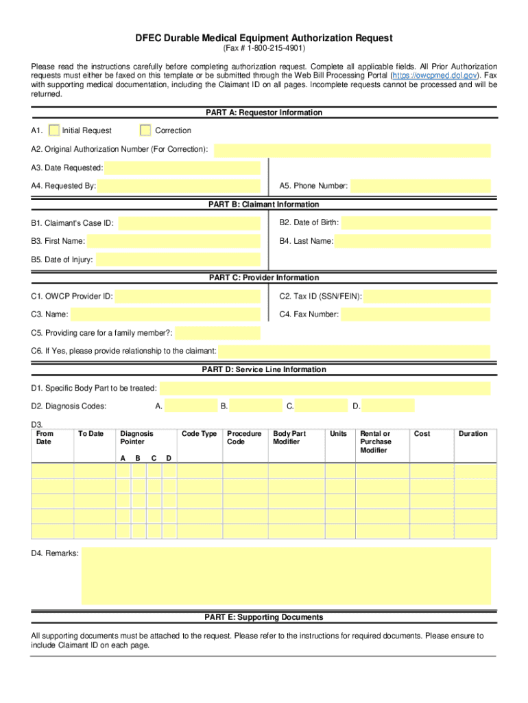 Durable Medical Equipment Authorization Form Fill Out And Sign 