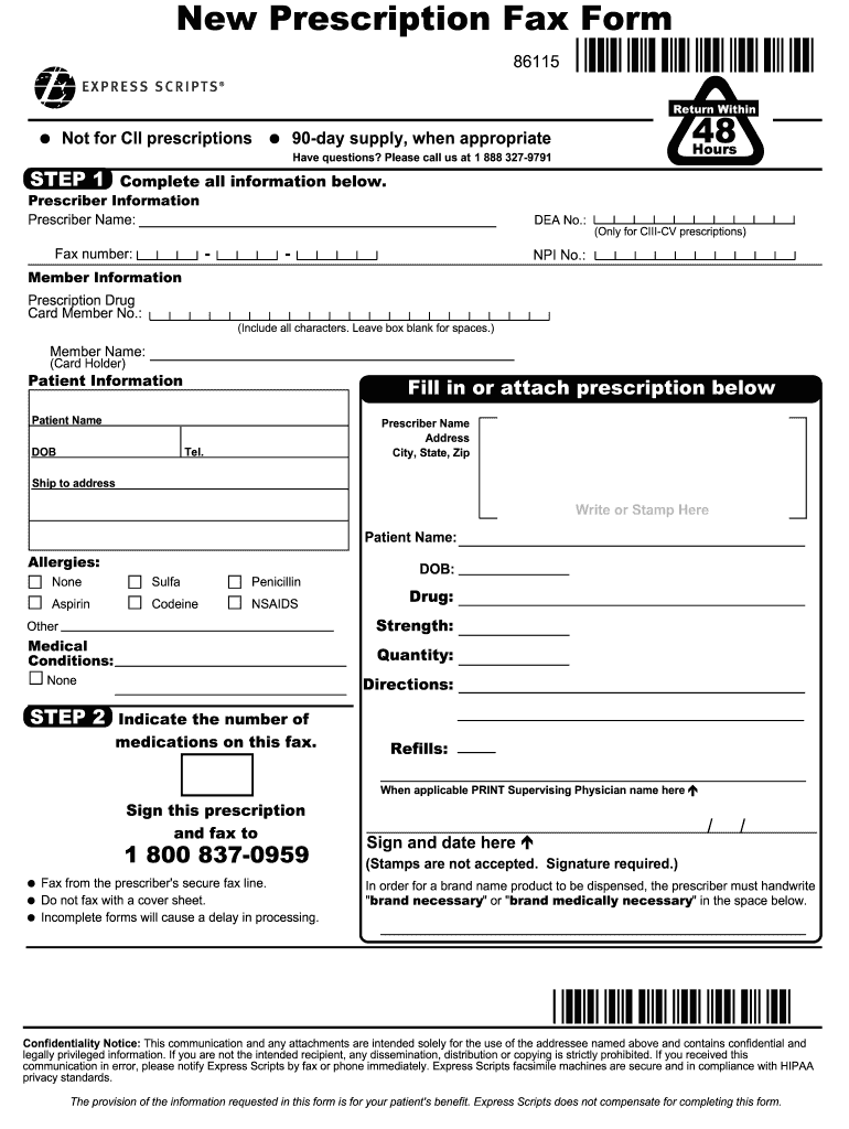 Express Scripts New Prescription Fax Form Fill Out Sign Online DocHub