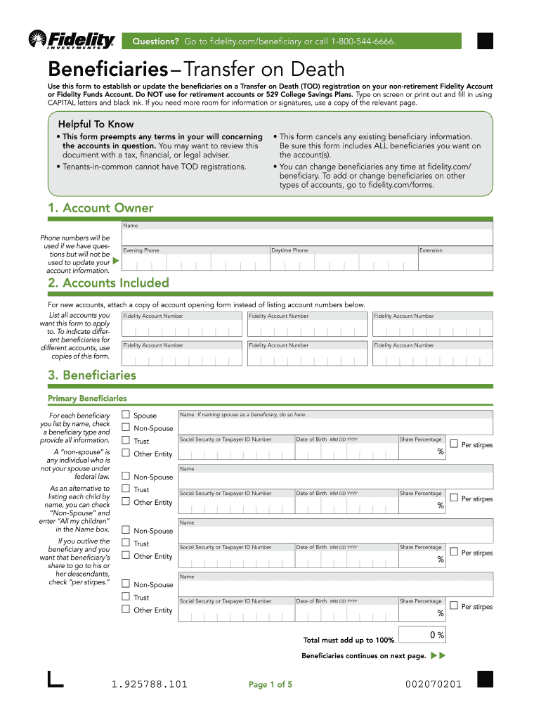 Fidelity Beneficiary Claim Form Fill Online Printable Fillable 