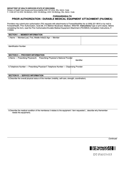 Fillable Prior Authorization Durable Medical Equipment Attachment 