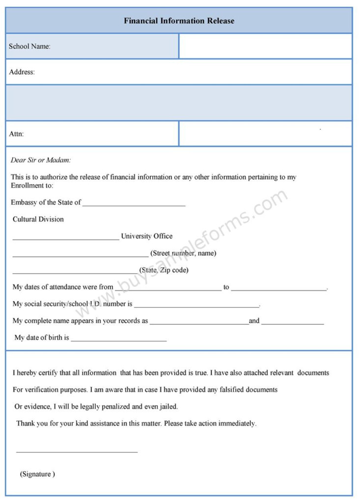 Financial Information Release Form