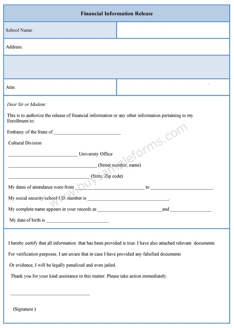 Financial Information Release Form