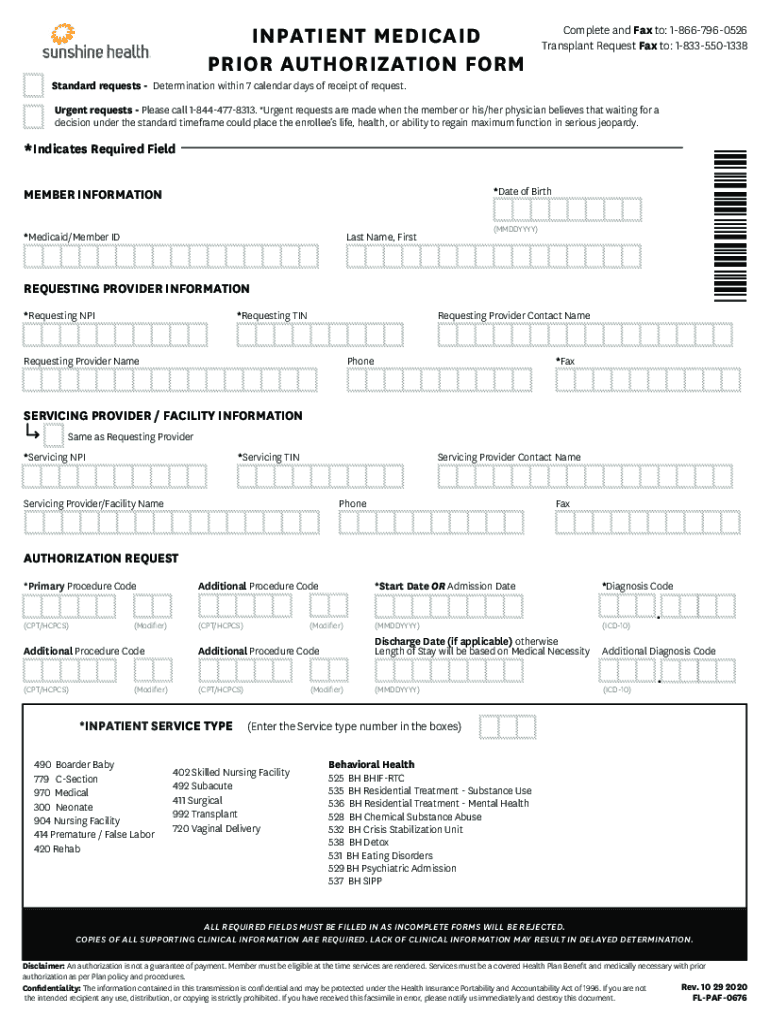 Florida Prior Authorization Form Fill Out Sign Online DocHub