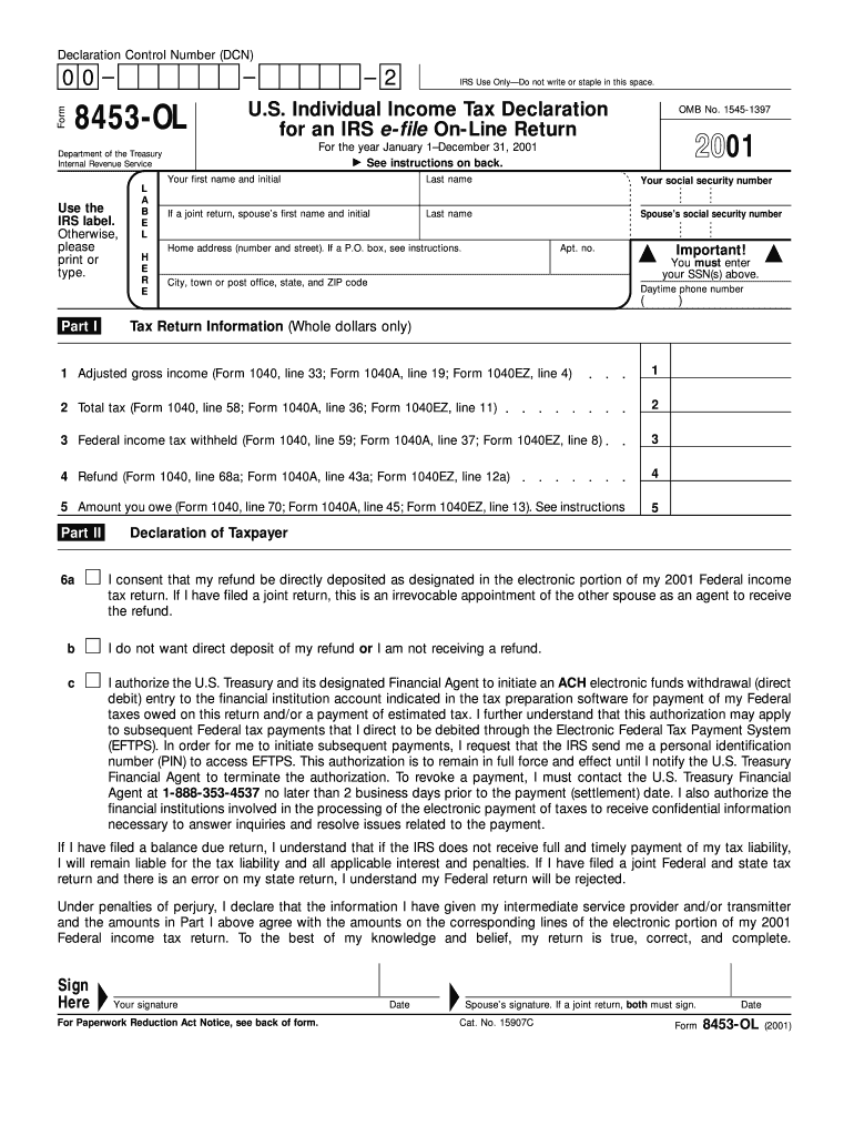 Form 8453 OL Fill Out Sign Online DocHub