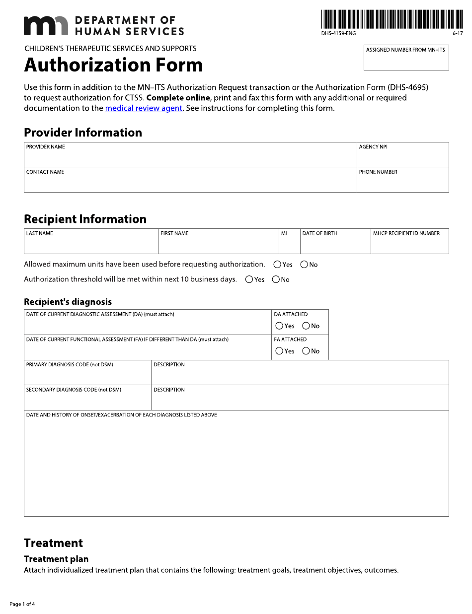 Form DHS 4159 ENG Download Fillable PDF Or Fill Online Ctss 