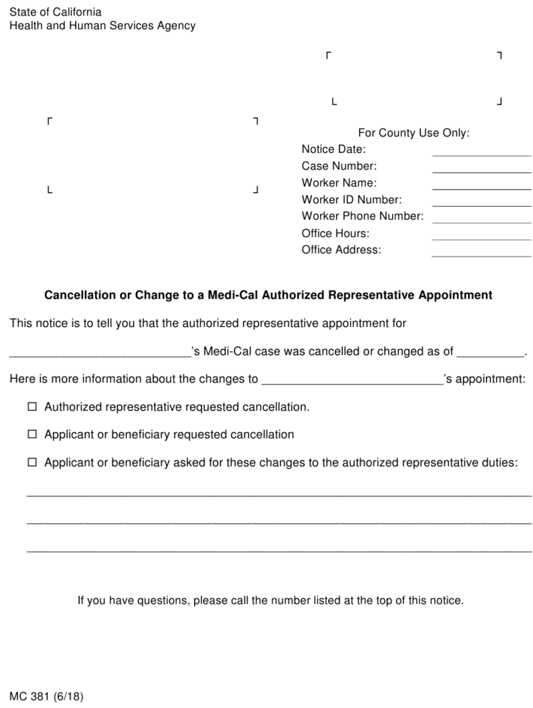 Form MC381 Download Fillable PDF Or Fill Online Cancellation Or Change 