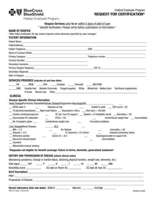 Form Pro 117 D Bcbs Request For Certification Form Printable Pdf Download