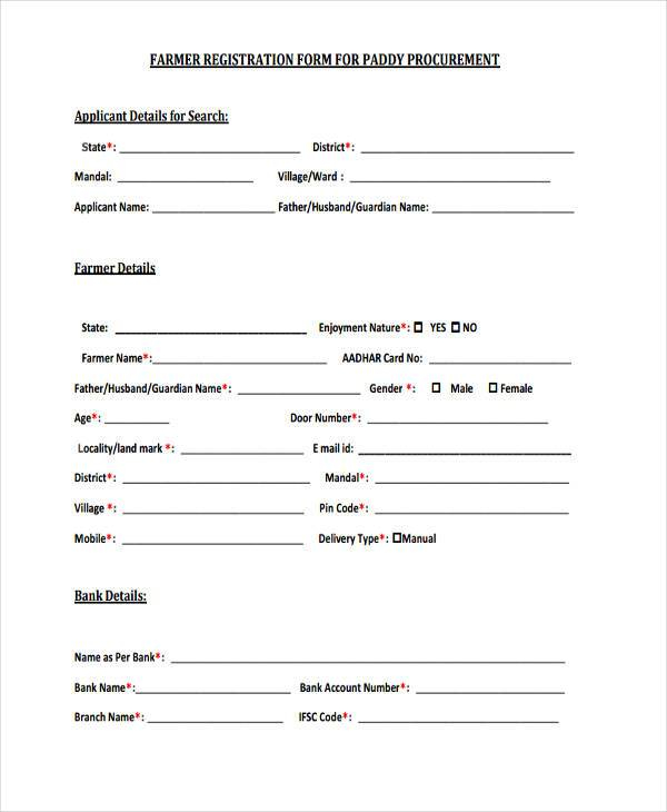 FREE 10 Farmer Registration Forms In PDF MS Word