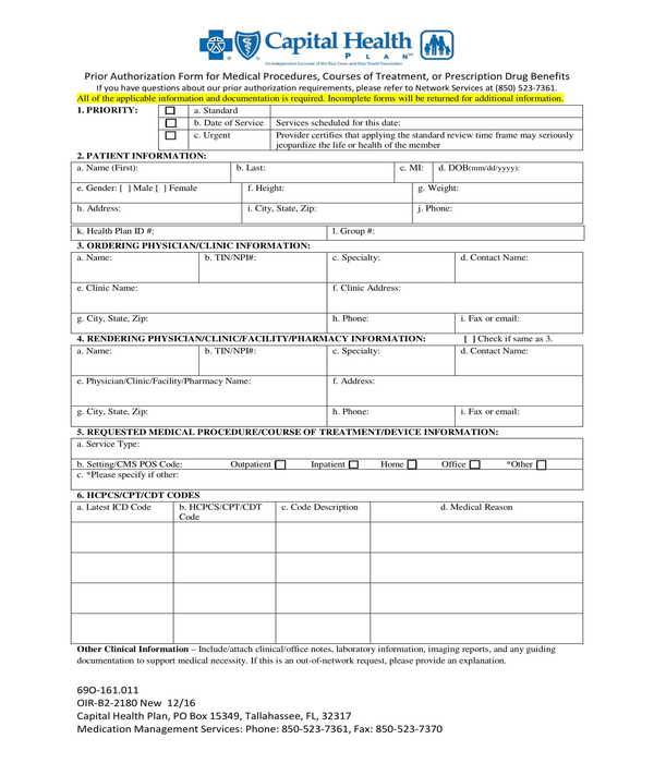 FREE 11 Prior Authorization Forms In PDF MS Word