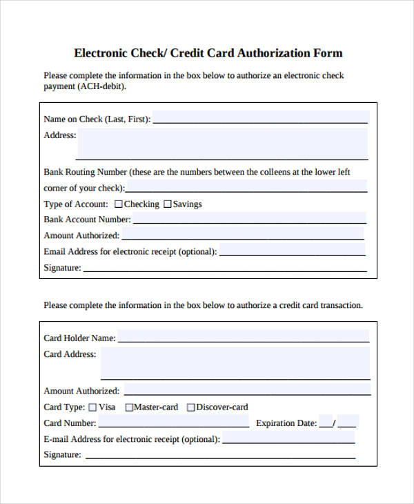 FREE 14 Sample Check Authorization Forms In PDF MS Word