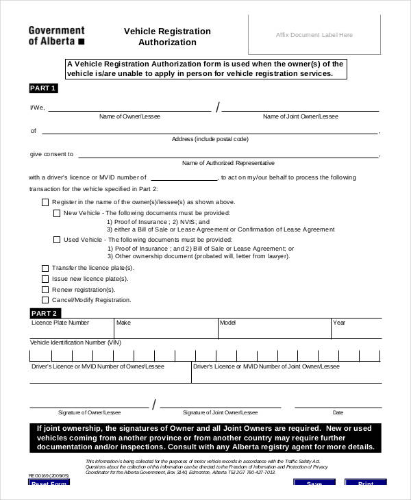 FREE 16 Vehicle Authorization Forms In PDF MS Word