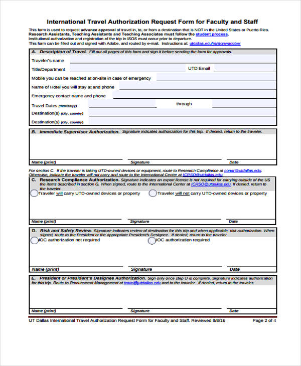 FREE 34 Travel Request Forms In PDF MS Word Excel