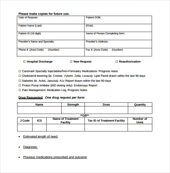 FREE 8 Sample Caremark Prior Authorization Forms In PDF