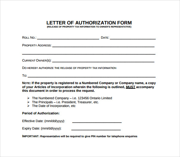 FREE 8 Sample Letter Of Authorization Form Examples In PDF MS Word