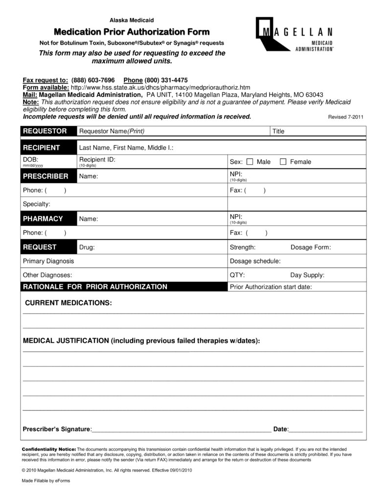 Free Alaska Medicaid Prior Rx Authorization Form PDF EForms