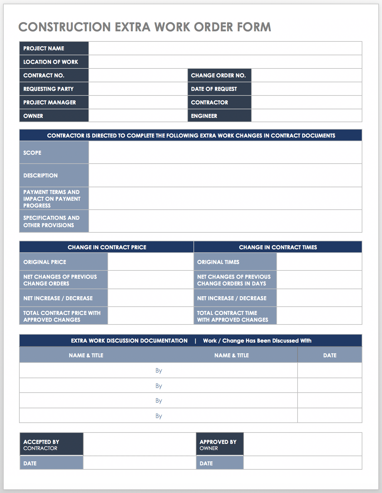 Free Construction Work Order Templates Forms Smartsheet