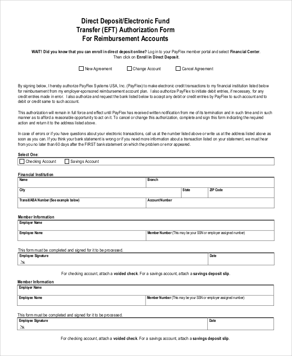 Free Eft Authorization Form Template FREE PRINTABLE TEMPLATES