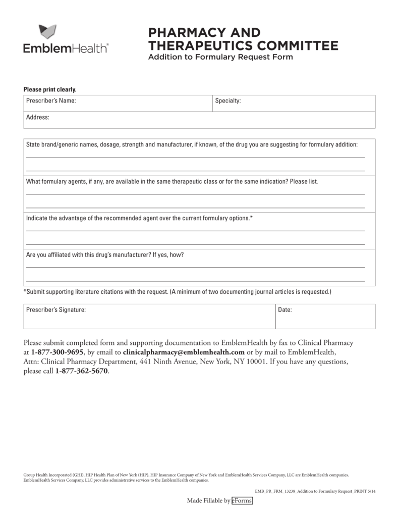 Free EmblemHealth Prior Rx Authorization Form PDF EForms