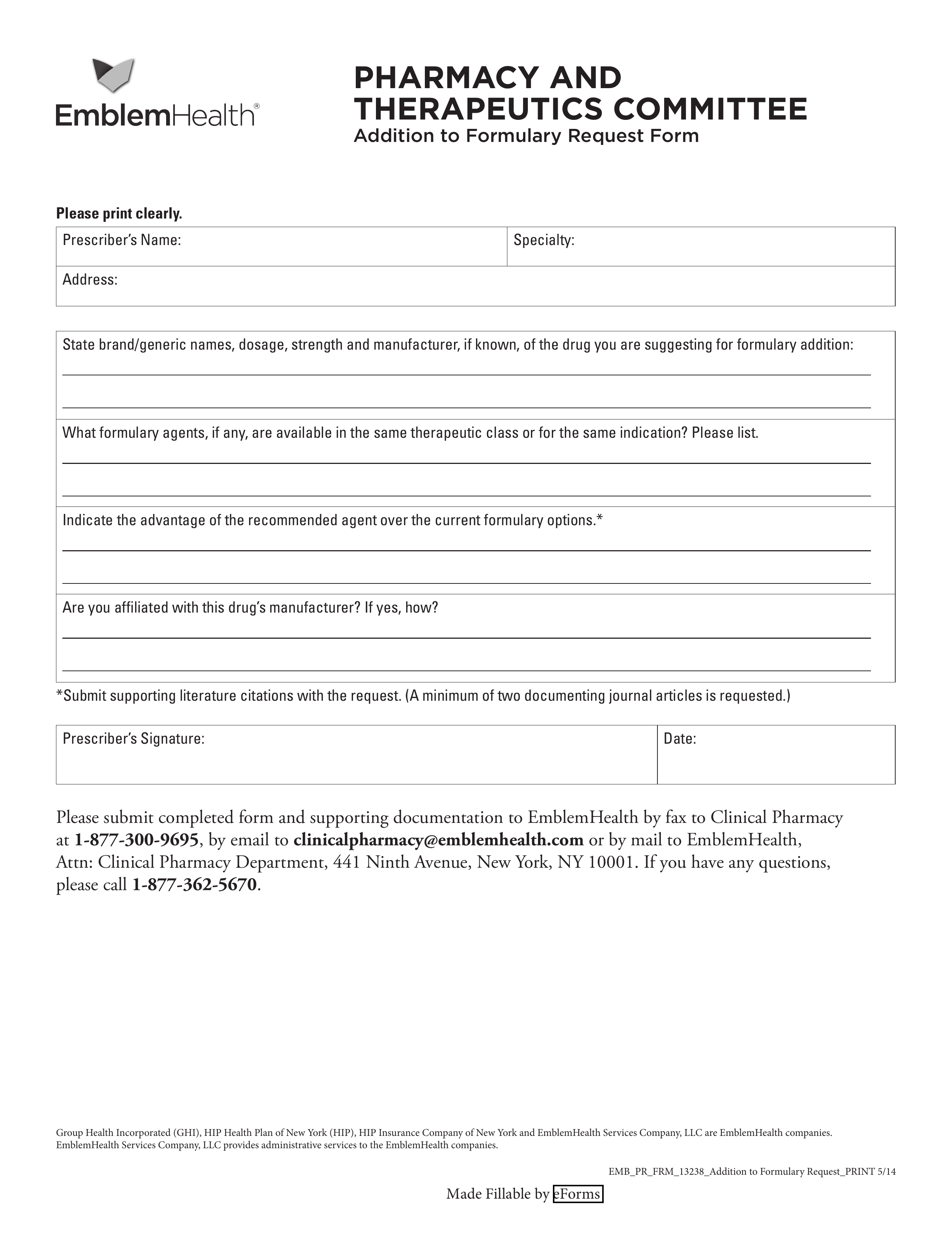 Free EmblemHealth Prior Rx Authorization Form PDF EForms